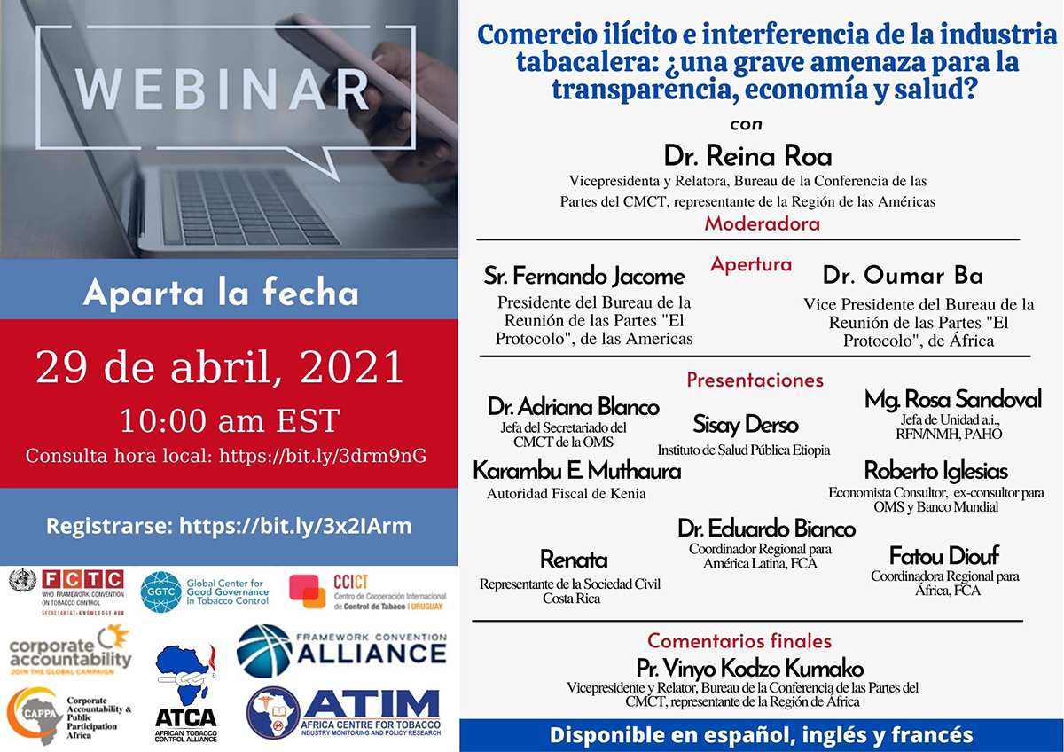 Webinar: El comercio ilícito y la interferencia de la industria tabacalera: ¿una seria amenaza para la transparencia, la economía y la salud?